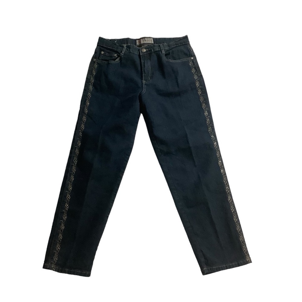 COS Women’s Slim Straight Leg Jeans Size 4P Side Embroidery Dark Blue Wash
J0